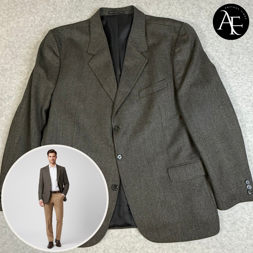 Croft & Barrow Mens 46R Blazer Worsted Lambswool Sport Coat Gray SAF-800